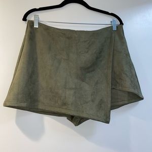 Army green suede skort